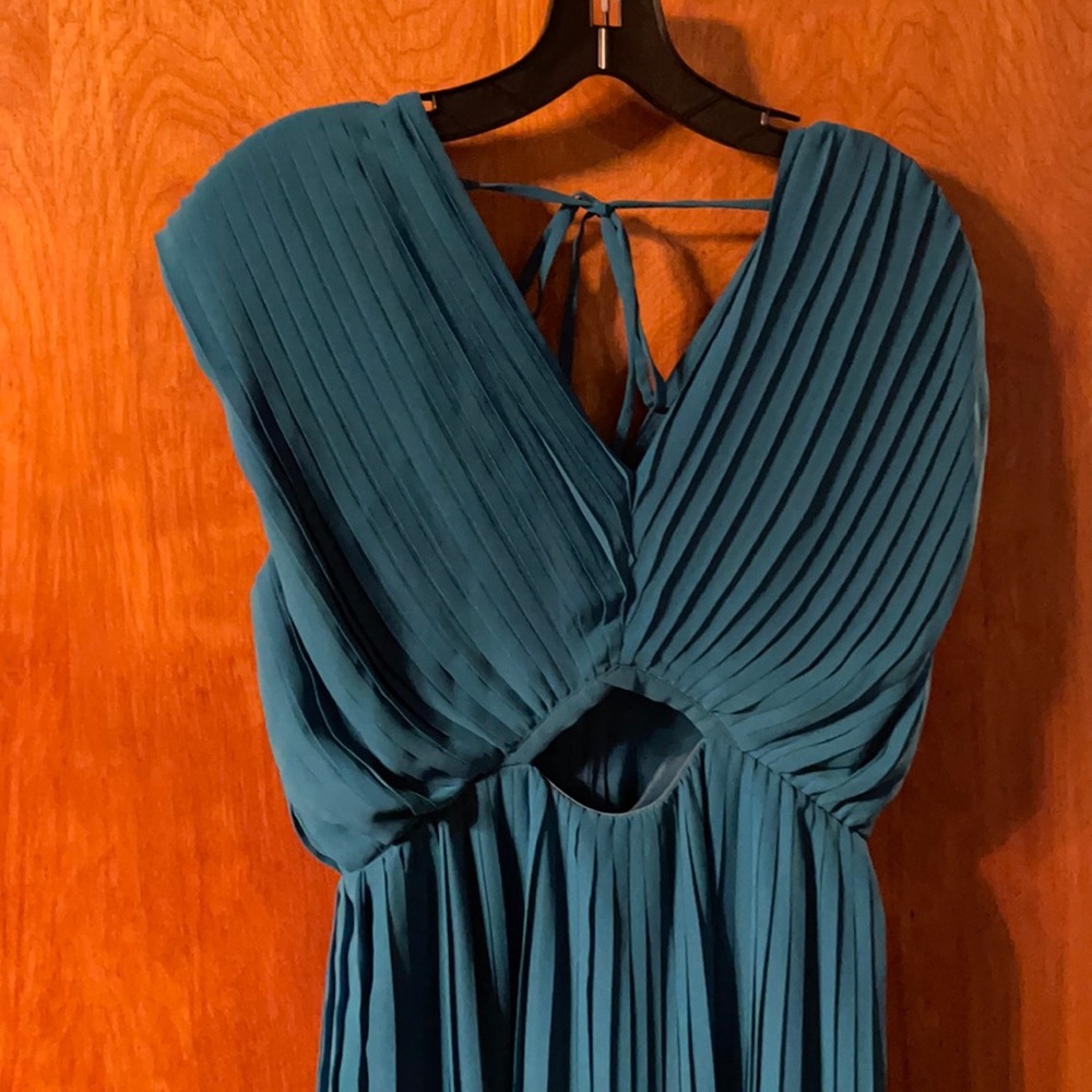 Rachel Roy pleated midi dress teal‎ color sz 2